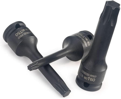 01132B 7-Piece Torx Star Driver Bit Socket Set | 3/8” Drive T20 to T60 | Durable Cr-Mo Impact Grade | 3” Length