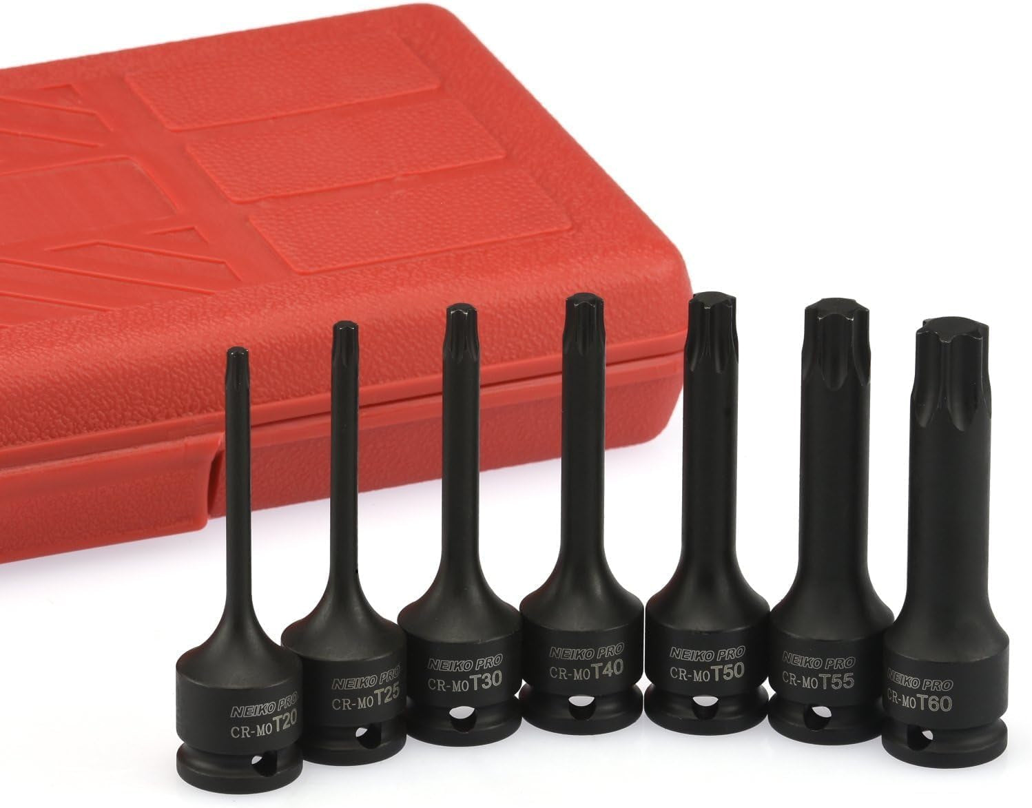 01132B 7-Piece Torx Star Driver Bit Socket Set | 3/8” Drive T20 to T60 | Durable Cr-Mo Impact Grade | 3” Length