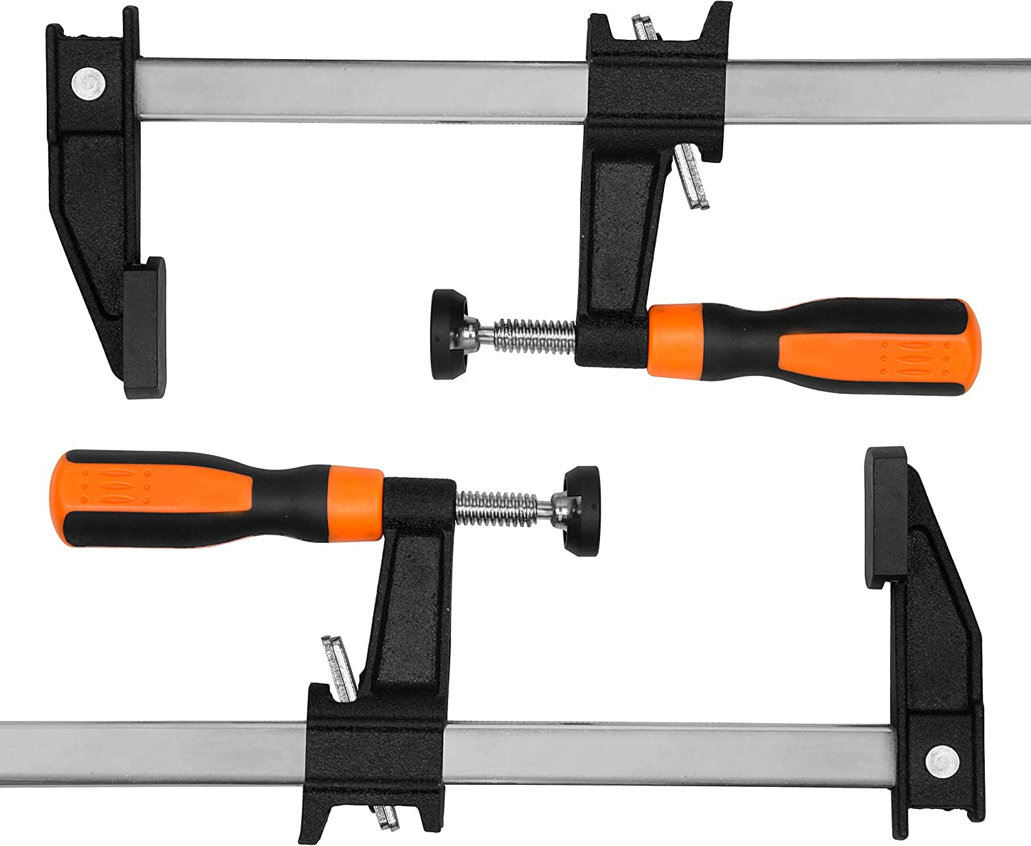 10236F2 Quick-Adjust 36-Inch Steel Bar Clamps - 2 Pack with 2.5-Inch Throat & Micro-Adjustment Handle - Versatile Multicolor Design