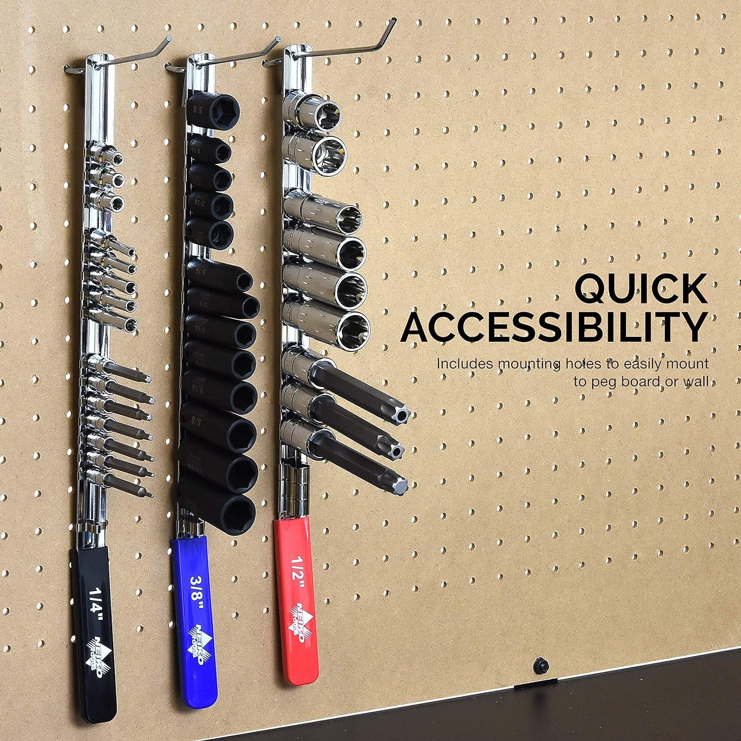 03968A Heavy-Duty Socket Organizer Tray Set - 3-Piece Lightweight Storage Solution for 1/4", 3/8", and 1/2" Drive Sockets